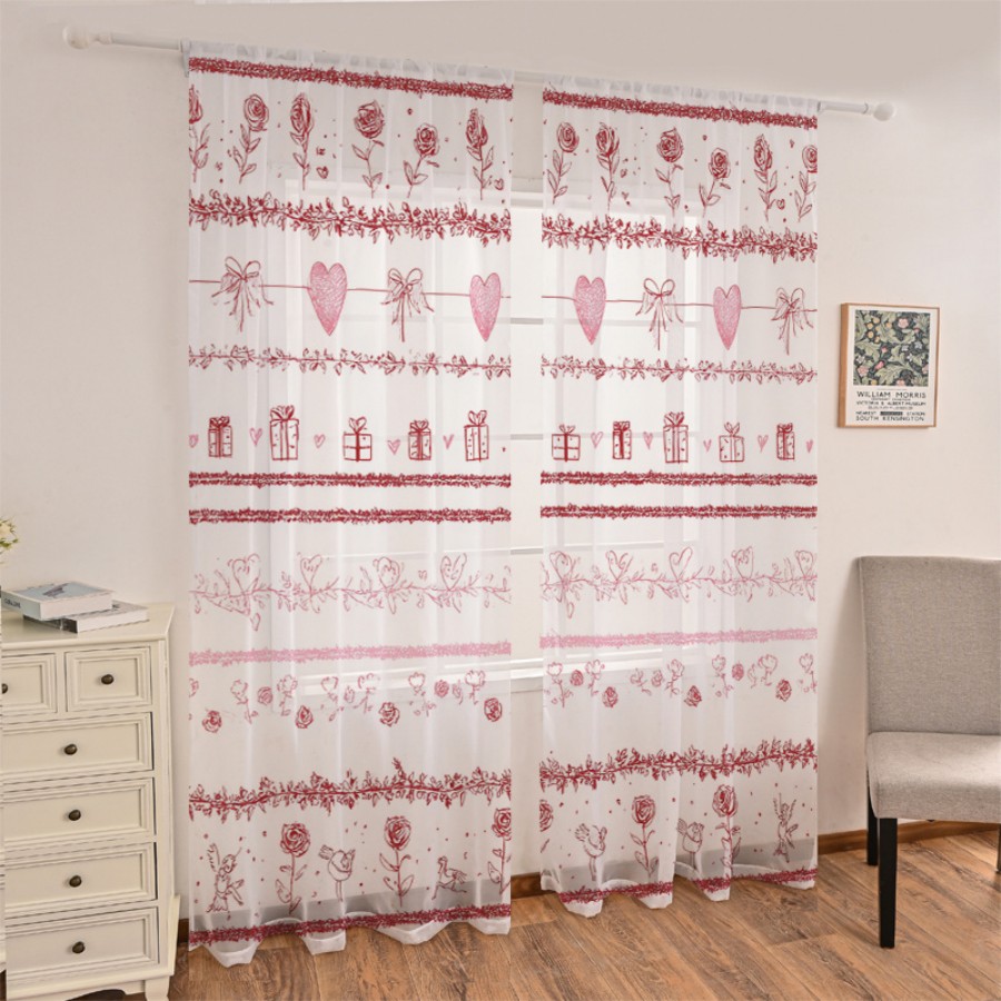 Home Office Box - 2 Cortinas Transparentes con Estampado Digital,