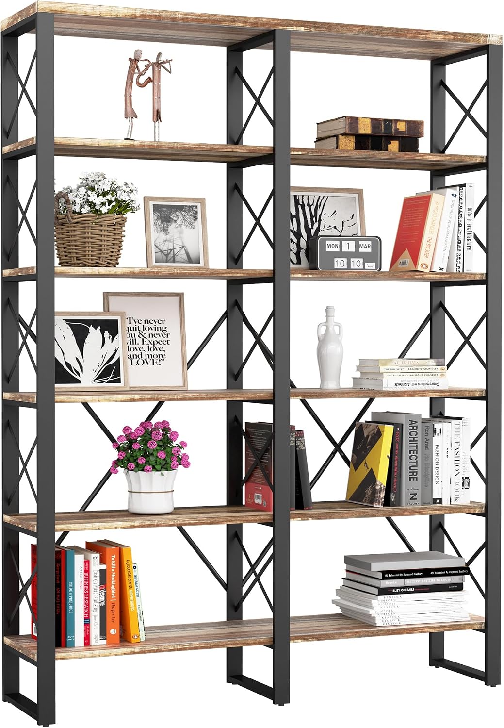 Home Office Industrial Style - Estantería Abierta de Seis Niveles de