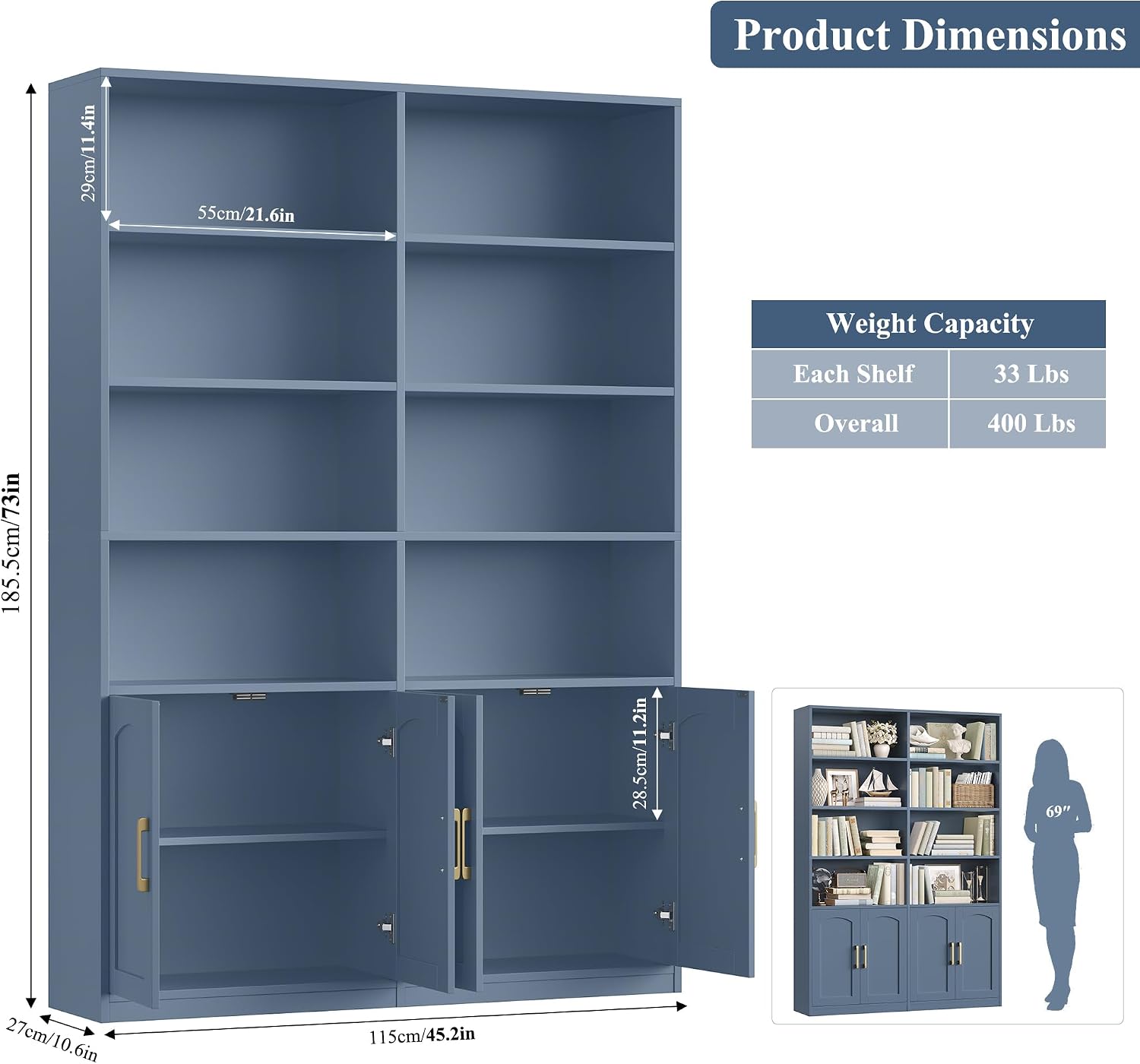Estantería Doble Ancha con Pue - Home Office Industrial Style reseña y precio